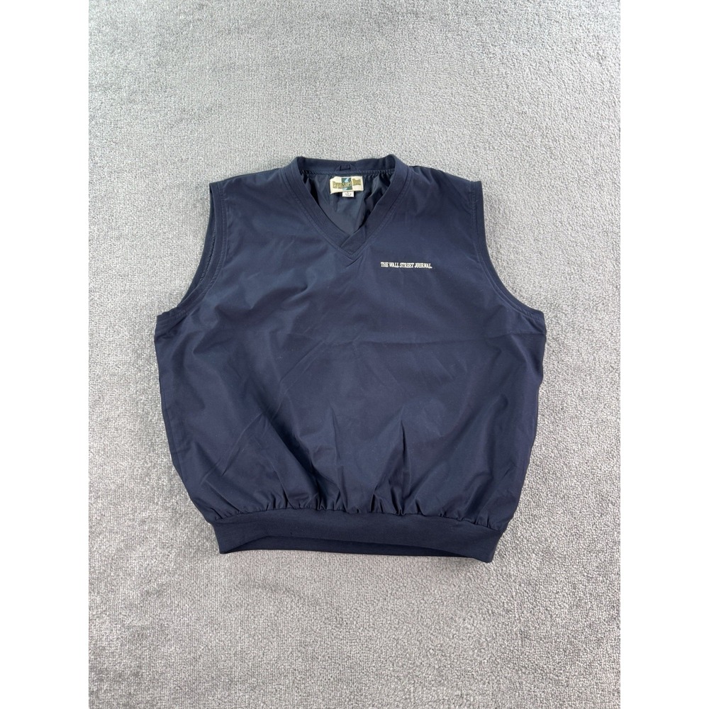 NWT Vintage The Wall Street Journal Vest Mens Large Navy Eversole Windbreaker